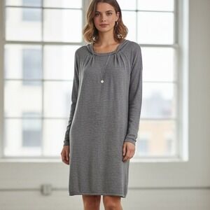 Vanessa Bruno Dress Womens Sz 2 Wool Cashmere Blend Gray Long‎ Sleeve Minimalist